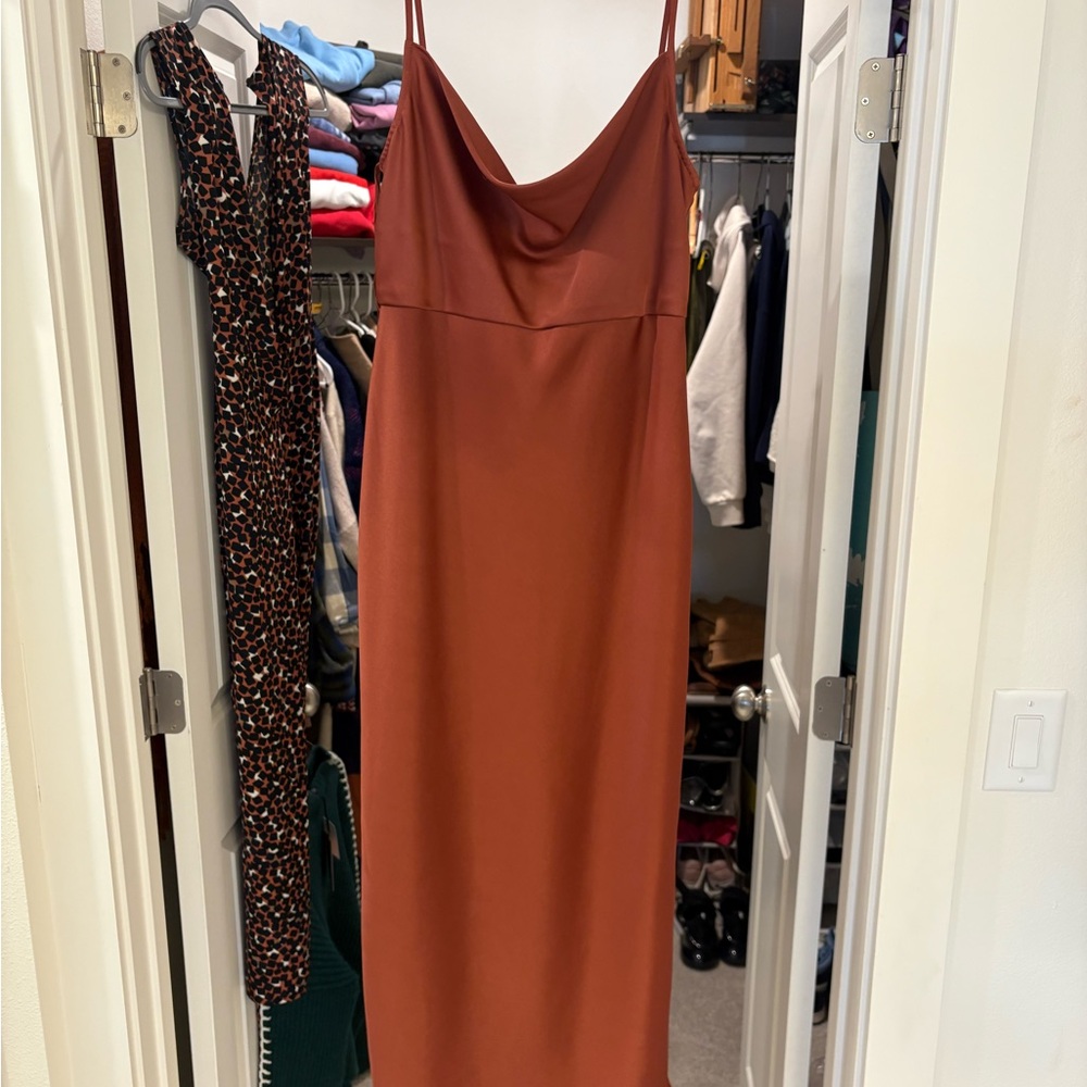BHLDN Elegant Rust Slip Dress